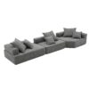 Oversized, Modular Sectional Sofa, Luxury Boucle Floor Couch Set, Convertible Sleeper Couch, Spacious Foam-Filled Sofa Bed, 3 Piece Free Combination - Gray - Image 3