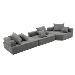 Oversized, Modular Sectional Sofa, Luxury Boucle Floor Couch Set, Convertible Sleeper Couch, Spacious Foam-Filled Sofa Bed, 3 Piece Free Combination - Gray