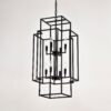 8 Light Metal Lantern Tiered Pendant Hanging Light Fixtures, Industrial Farmhouse Adjustable Height Chandeliers For Dining Room Hallway Foyer Entryway (E12 Bulbs Not Included) - Matte Black - Image 13