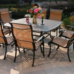 Square 8 Person 63.98" Long Aluminum Dining Set - Antique Bronze