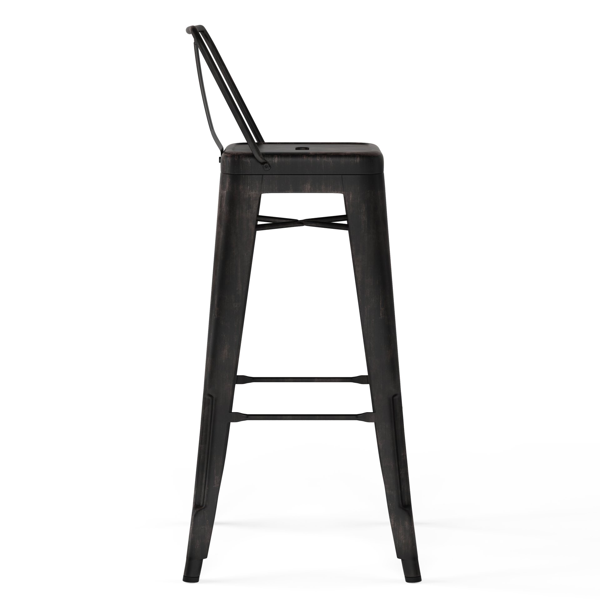 Rayne - Metal Bar Stool (Set of 2) - Distressed Black - Image 2