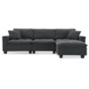 Modern Convertible Sectional L Shaped Reversible Couch Set With Free Pillows 4 Seat Suede Sleeper Sofa With Ottoman - Dark Gray - Image 25