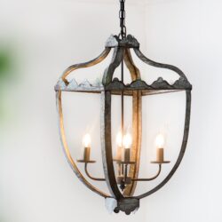 4 Light Metal Chandelier, Hanging Light Fixture With Adjustable Chain For Kitchen, Bulb Not Included - Gray