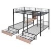 Full Over Twin & Twin Triple Bunk Bed With Drawers, Multi-Functional Frame With Desks And Shelves In The Middle - Black - Image 22