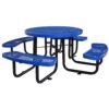Round Outdoor Steel Picnic Table With Umbrella Pole - Blue - Image 4