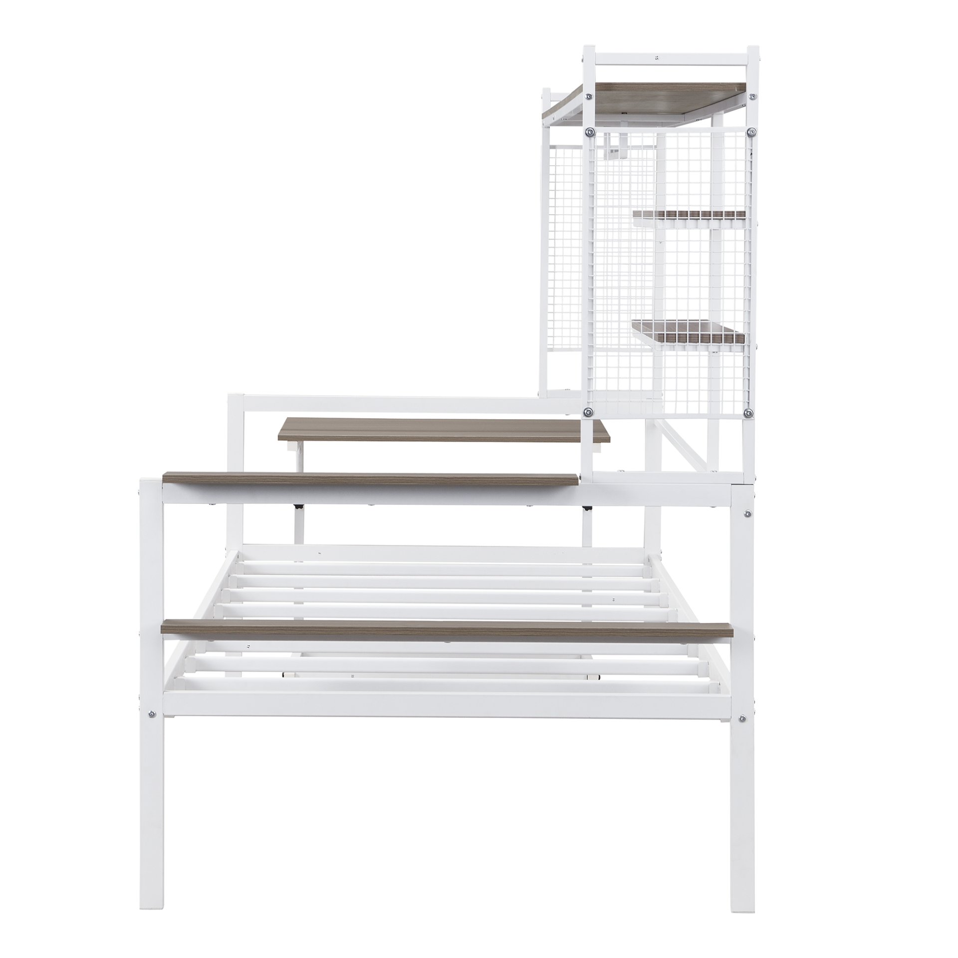 Twin Size Daybed With Movable Desk, Grid, Shelves And Clothes Hanger - White - Image 6