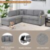 Sleeper Sofa Bed, 2 In 1 Pull Out Sofa Bed L Shape Couch With Storage Ottoman For Living Room, Bedroom Couch And Small Apartment - Gray - Image 4