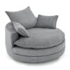 360° Swivel Sofa Chair Accent Barrel Chair With Dual Layer Cushion And 3 Removable Pillows, Corduroy - Gray - Image 12