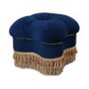 Ellen - Upholstered Clover Ottoman With Gold Bullion Fringe - Navy Blue - Image 12
