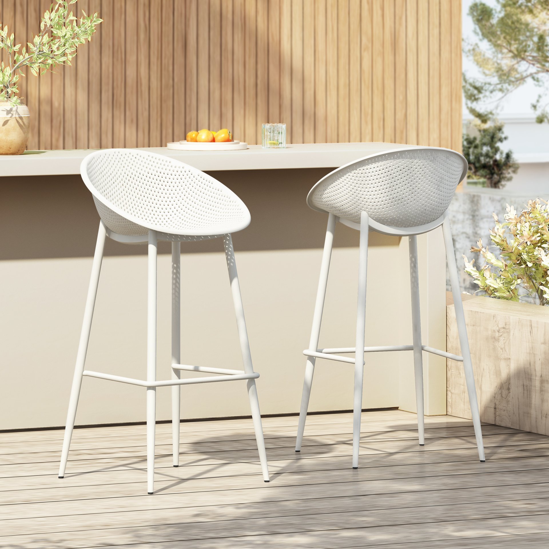 Gable - Barstool (Set of 2) - White - Image 2