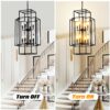8 Light Metal Lantern Tiered Pendant Hanging Light Fixtures, Industrial Farmhouse Adjustable Height Chandeliers For Dining Room Hallway Foyer Entryway (E12 Bulbs Not Included) - Matte Black - Image 2