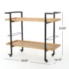 Modern Industrial Bar Cart With Shelving And Casters - Natural - Image 3