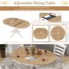 Retro 5 Piece Dining Table Set With Extendable Round Table And Upholstered Chairs - Off White - Image 7
