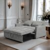 Modern Velvet Loveseat Futon Sofa Couch Pullout Bed, 55.33" Love Seat Lounge Sofa Bed, Armrest With Three USB Ports, Two Side Pockets, Two Cup Holders And 360 DegreeSwivel Phone Holder For Living Room - Gray - Image 3