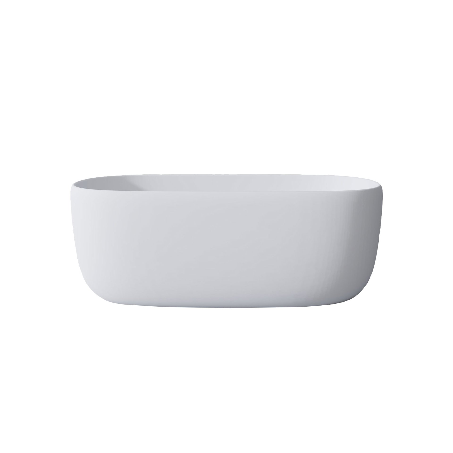 Freestanding Bathtub Resin Stone Soaking Bathtub Solid Surface Modern Tubs With Overflow And Pop-Up Drain - Matte White - Image 7