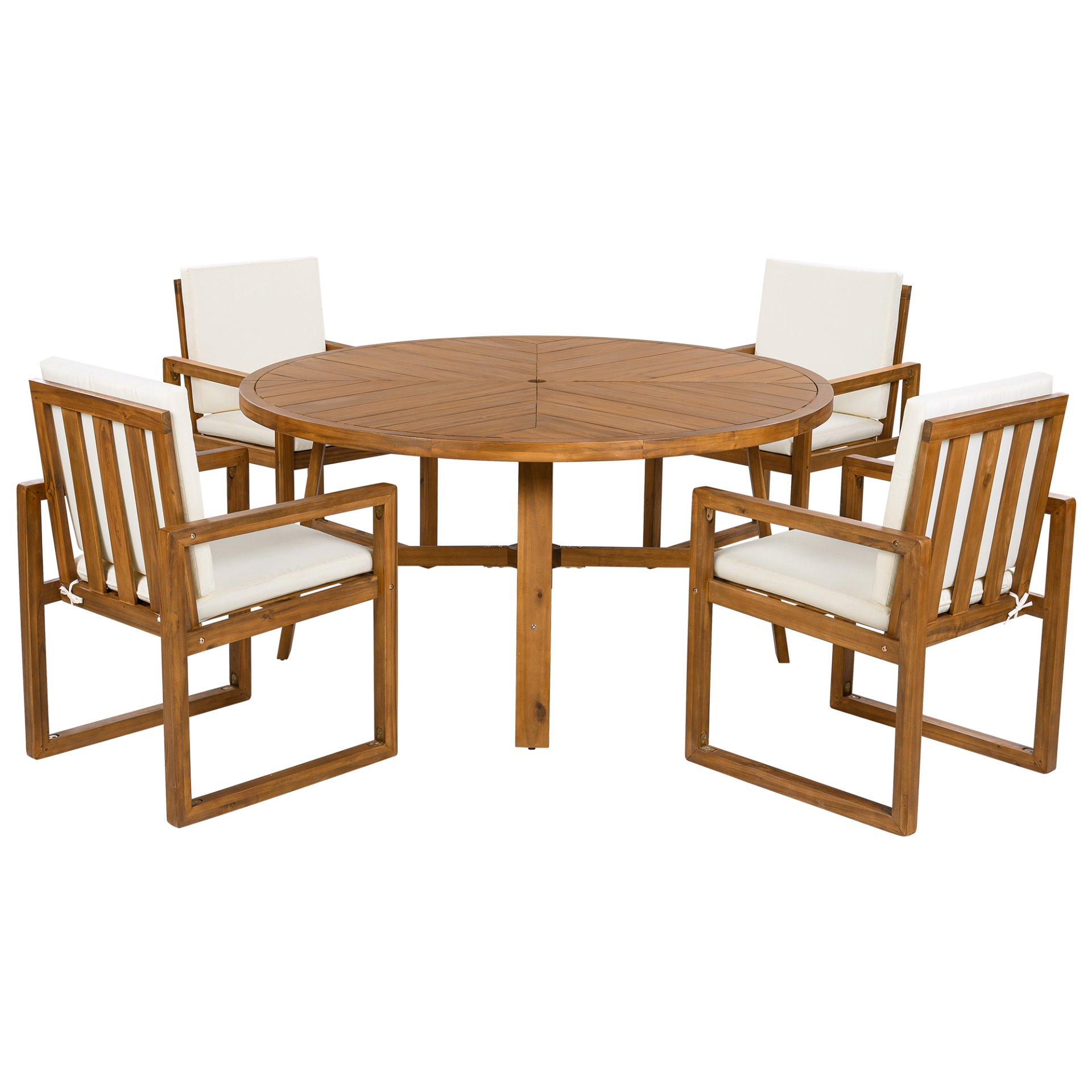 5 Piece Outdoor Patio Dining Set With 4 Armchairs And Table - Beige - Image 10