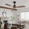 48" Ceiling Fan Without Light, 3 Solid Wood Blades Outdoor Ceiling Fan 6 - Speed Reversible DC Motor For Living Room - Black - Image 7
