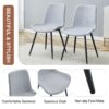 Comfortable Linen Cotton Dining Chair Set Six Pieces - Light Gray - Image 4