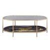 Fiorella - Marble Print Glass Coffee Table - Black - Image 2