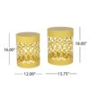 Outdoor Metal (Set of 2) End Table - Yellow - Image 3