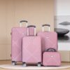 4 Piece Lightweight Suitcase, 14" Makeup Box, Aircraft Wheels (14/20/24/28) - Pink - Image 2