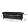 Chesterfield Style 3 Seater Sofa With Deep Button Tufting - Black - Image 3