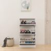 Narrow Shoe Storage Cabinet With Mirror, Wood Slim Shoe Rack 3 Tier Shoe Organizer For Home And Apartment - White - Image 9