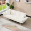 Corduroy Foldable Double Sofa Bed With Folding Armrests For Living Rooms And Small Spaces - White - Image 11