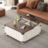 Farmhouse Style Lift Top Coffee Table With Storage And Charging Station - White Wood - Image 5