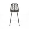 Sawtelle - Outdoor Wicker Barstools (Set of 2) With Faux Rattan And Iron Frame - Gray / Black - Image 4