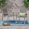 Poetic - Outdoor Dining Chair With Faux Wood Arms And Aluminum Frame (Set of 2) - Gray - Image 9
