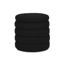 Fuji - Oversized Round Storage Ottoman - Ebony Black