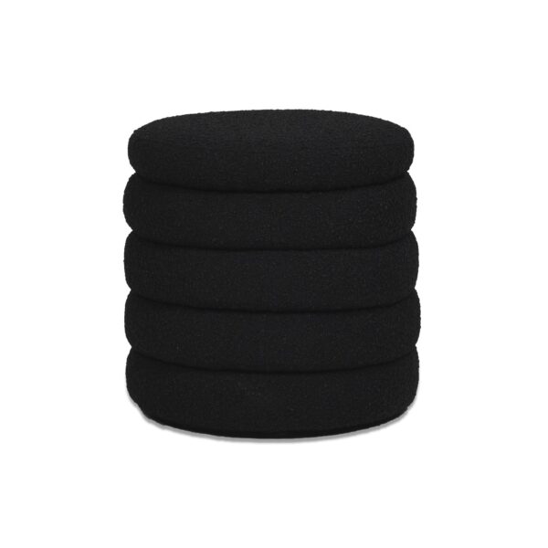 Fuji - Oversized Round Storage Ottoman - Ebony Black
