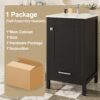20" Bathroom Vanity With Sink, Soft Close Drawers, Door Organizer, Divider Drawer, Adjustable Foot Pads - Black - Image 10