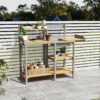 Outdoor Potting - Bench, Workstation Table With Cabinet For Backyard Garden Supplies - Gray / Brown - Image 7