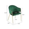 Modern Upholstered Dining Chair With Gold Metal Frame - Emerald / Gold - Image 3