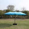 15 X 9 Ft Double Sided Outdoor Market Umbrella With Lights And Base Rectangular Twin Canopy - Blue - Image 23