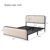 Modern Metal Bed Frame With Curved Upholstered Headboard And Footboard Bed With Under Bed Storage, Heavy Duty Metal Slats, Queen Size - Beige - Image 3