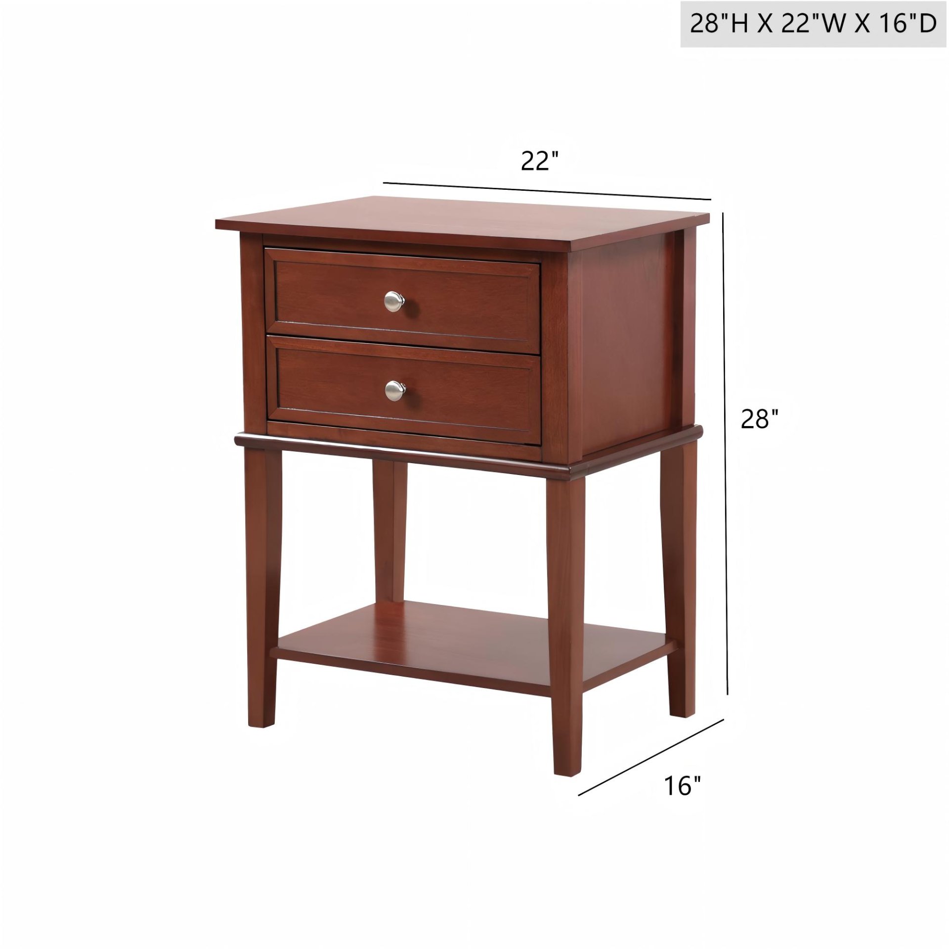 Sleek Nightstand With Storage Shelf And Rich Finish - Cherry - Image 3