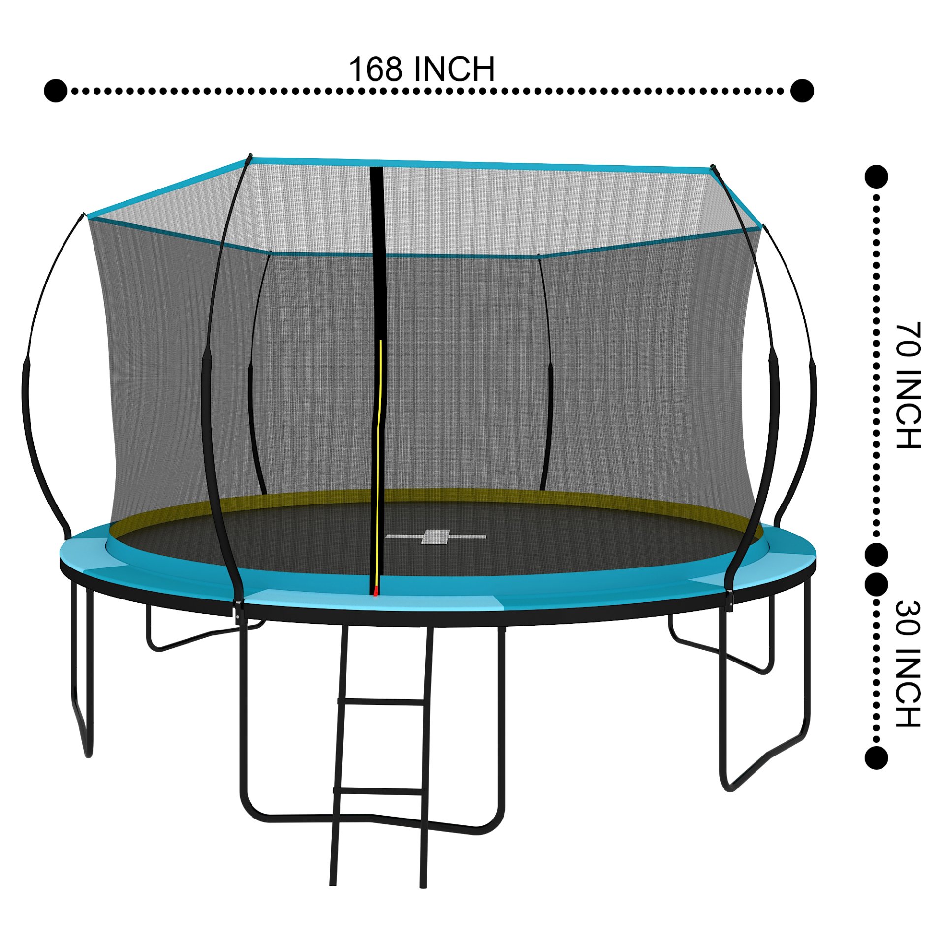 Yc 14Ft Recreational Trampolines With Enclosure For Kids And Adults With Patented Fiberglass Curved Poles Pumpkin - Pumpkin Blue - Image 14