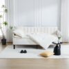 Elena - Twin Upholstered Daybed, Ribbed Tufted Backrest - Beige - Image 6
