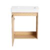 Minimalist Wall Mounted Bathroom Vanity With Ceramic Sink And Storage Cabinet - Oak - Image 11
