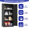 Heavy Metal Garage Storage Cabinet, Tool Steel Locking Cabinet With Doors And 3 Adjustable Shelves - Brushed Nickel - Image 12