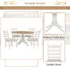 Retro 5 Piece Dining Table Set With Extendable Round Table And Upholstered Chairs - Off White - Image 8