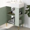 Bathroom Vanity, Combo Cabinet, Bathroom Storage Cabinet, Single Ceramic Sink, Right Side Storage - Green - Image 18