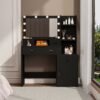Newly Designed Smart Mirror Dressing Table With Drawers And Storage Cabinet, Dressing Table With Dressing Pad For Bedroom, Dressing Room - Black - Image 2