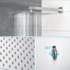 Dual Shower Head Wall Mounted Square Shower System With Rough In Valve, Stainless Steel And Brass - Chrome - Image 9