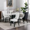 Nikki - Modern, High-End Tufted Solid Wood Contemporary And Velvet Upholstered Dining Chair With Wood Legs Nailhead Trim (Set of 2) - White / Black - Image 16