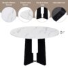 5 Piece Round Dining Table Set, Dining Table And 4 Upholstered Chairs For Dining Room, Kitchen Room, Living Room - White / Gray - Image 8