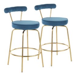 Rhonda - Glam Counter Stool (Set of 2) - Gold / Blue